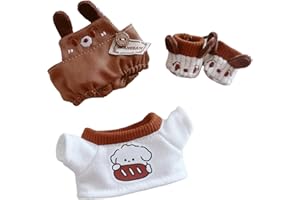 CALEMBOU Plush Doll Clothes ,Cute Stuffed Animal Clothes for Kimmon Mimon, 6 Inches Puppy Suit 3-Piece Set Soft Stuffed Plush Toy Dress Up Accessories
