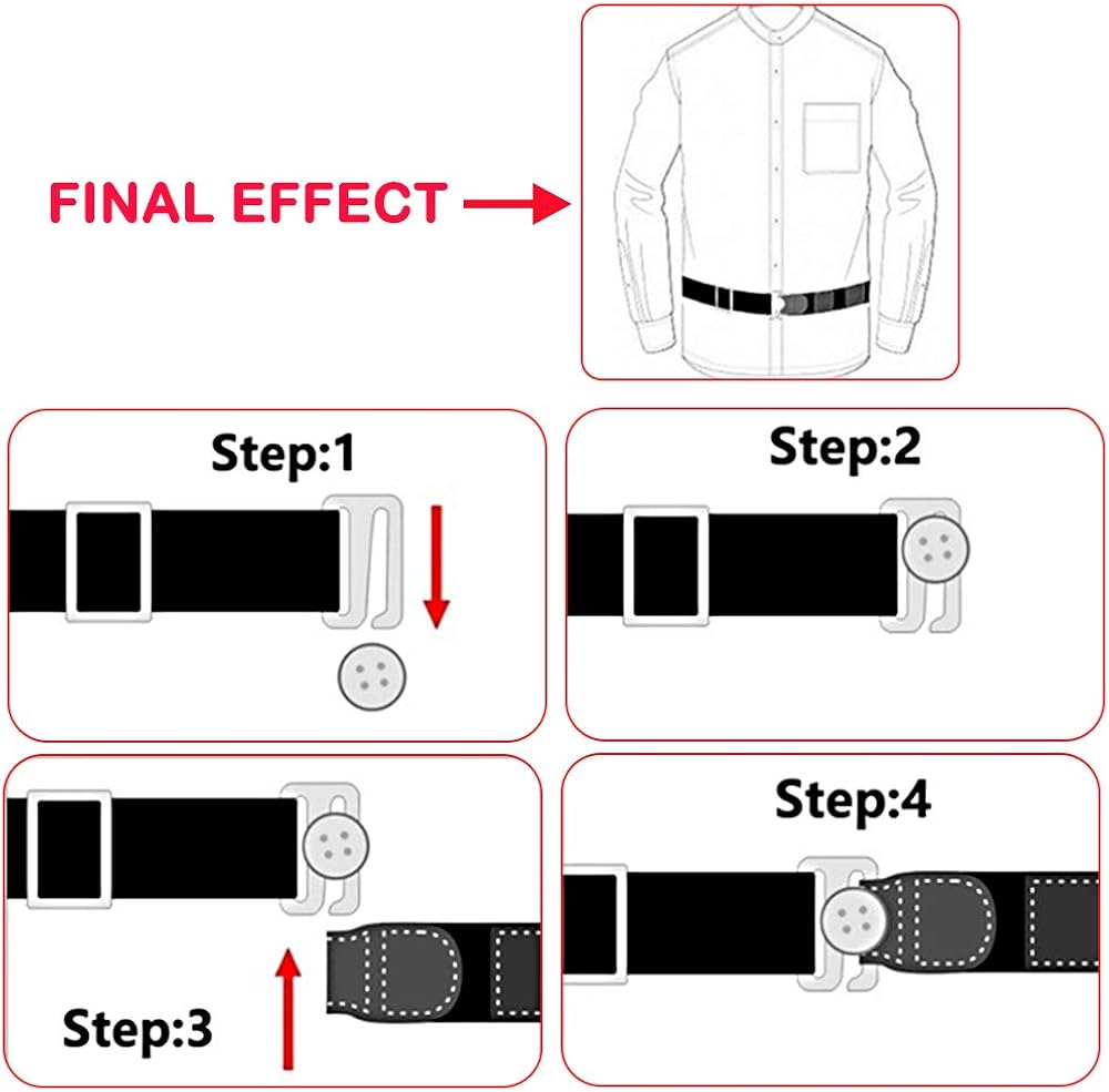 Milylove Mens Shirt Stay Black Tuck It Belt Non-slip Wrinkle Bandage Super Belt for Formal and Professional Attire: Clothing