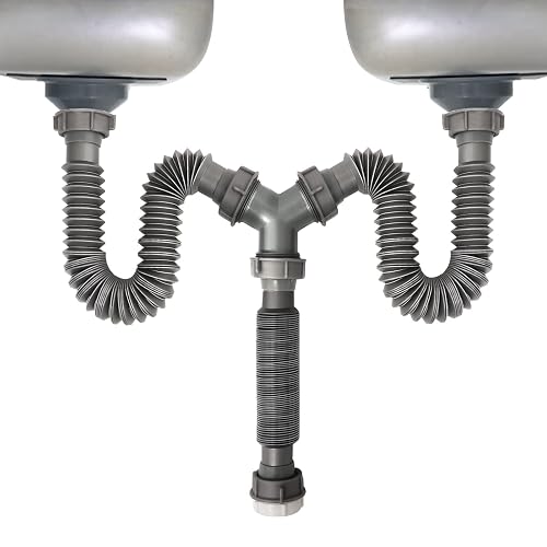 Cinsda Flexible P-Trap Kit With Adapter - 1-1/2" & 1-1/4" Adjustable Sink Drain Pipe For Bathroom, Kitchen, RV - View #4