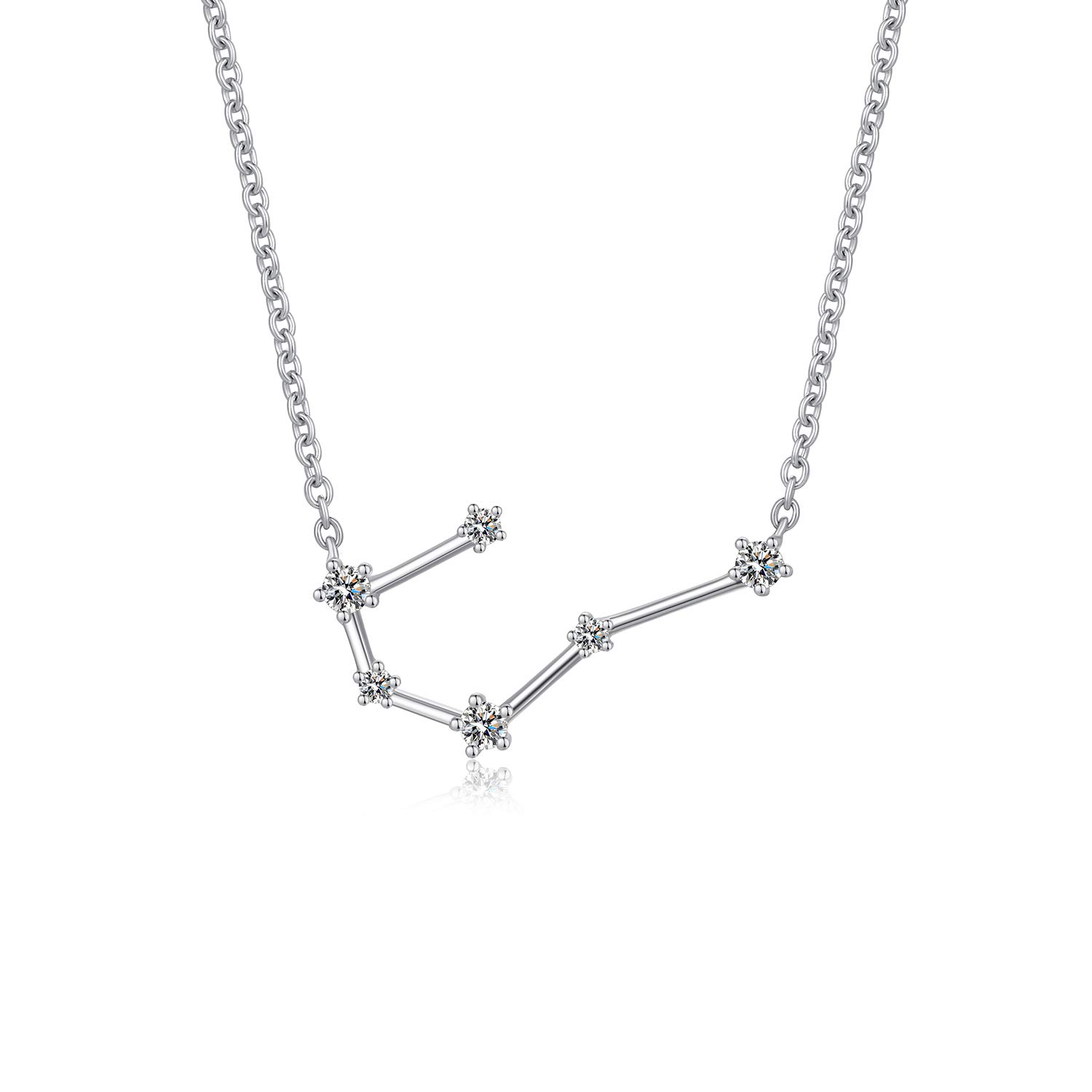 jiamiaoi Women's 12 Horoscope Necklace Cancer 925 Sterling Silver Zodiac Sign 12 Constellation Necklace Astrology CZ Pendant Necklace Star Necklace Birthstone Necklace Birthday Gift Chain:46cm/18