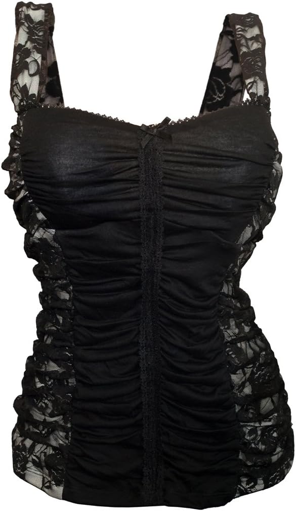 eVogues Plus Size Sexy Floral Lace Corset Top Black White