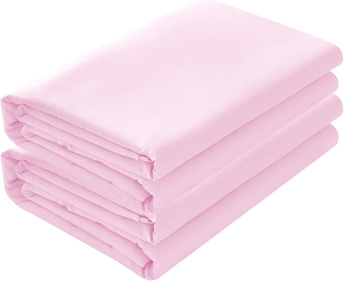 BASIC CHOICE 2-Pack Flat Sheets, Breathable 2000 Series Bed Top Sheet, Wrinkle, Fade Resistant - Twin, Baby Pink: Home & Kitchen