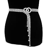 YooAi Crystal Waist Belt for Women Rhinestone Chain Belt O-Ring Waistband Belt for Dress