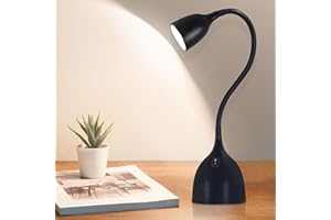 EJIAXIN Desk Lamp for Home Office, LED Reading Light, Small Adjustable Flexible Gooseneck Table Lamp, Eye-Caring Desk Lamp for College Dorm Room Study Lamp, Black