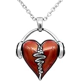 Controse HeartBeat Heart Necklace with Pendant (17" - 19" Adjustable Stainless Steel Chain)