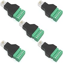 Jienk 5Pcs RJ11 Male to 6 Pins Screw Terminal Block Adapter for