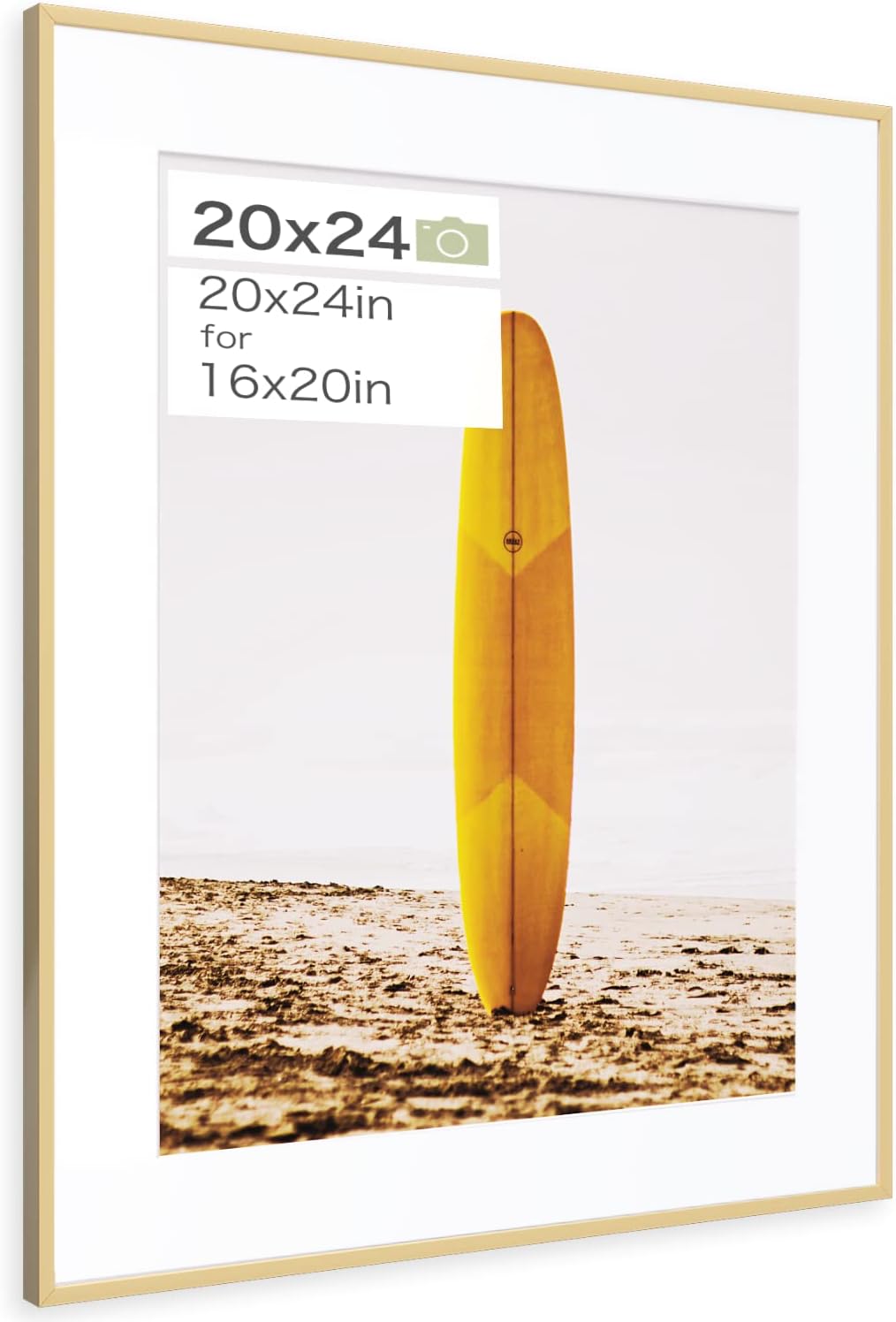 Photo Albums, Frames & Accessories - Homeforia 20x24 Gold Frame Matted to 16x20 - Metal 20 x 24 Picture Frames For Wall - Aluminum 20 by 24 Poster Frame - Tempered Glass - Wall Hook Included - Set of 1