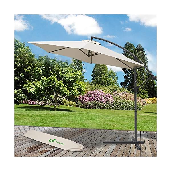 VOUNOT Sombrilla Voladiza Parasol Excentrico Colgante con Manivela para