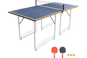 Dithoko Table Tennis Table, 4.5 Ft / 6 Ft Foldable & Portable Ping Pong Table Set with 2 Table Tennis Paddles, 3 Balls and Net for Indoor Outdoor Game