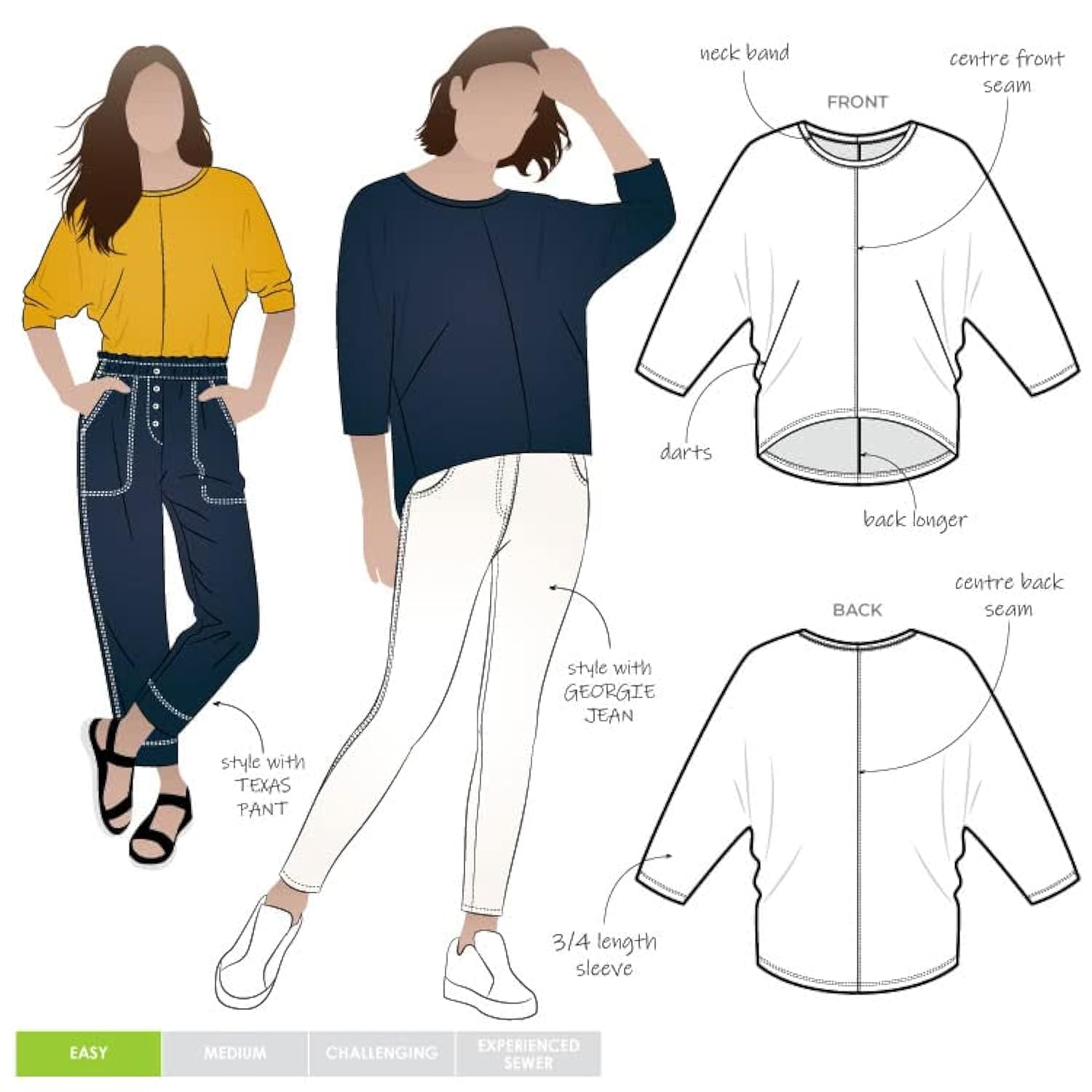 Style Arc Sewing Pattern - Rhea Knit Top (Sizes 10-22)