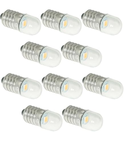 10 Uds E10 Bombillas LED 3 Volt Miniatura Linterna Bombillas E10 Bombillas De Repuesto Mini Lámparas Blanco Frío 3V
