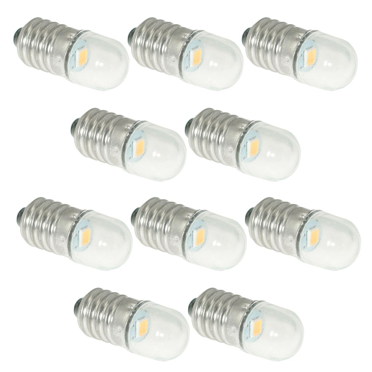 Photo 1 of SQXBK 10PCS E10 LED Bulbs 3 Volt 0.5W3000K Warm White E10 Replacement Bulbs Miniature Screw LED Lamps, Warm White