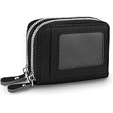 WisePoint PU Lightweight Card Holder, Small Wallet for Women with Ample Capacity, Solid Colour Credit Card Wallet (Black)