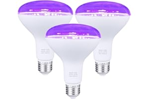SHPODA SHGPODA 3 Pack 15W LED Black Light Bulbs, BR30 E26 Blacklight LED Bulb 385-400nm, Glow in The Dark for Blacklight Party, Body Paint, Fluorescent Poster, Neon Glow