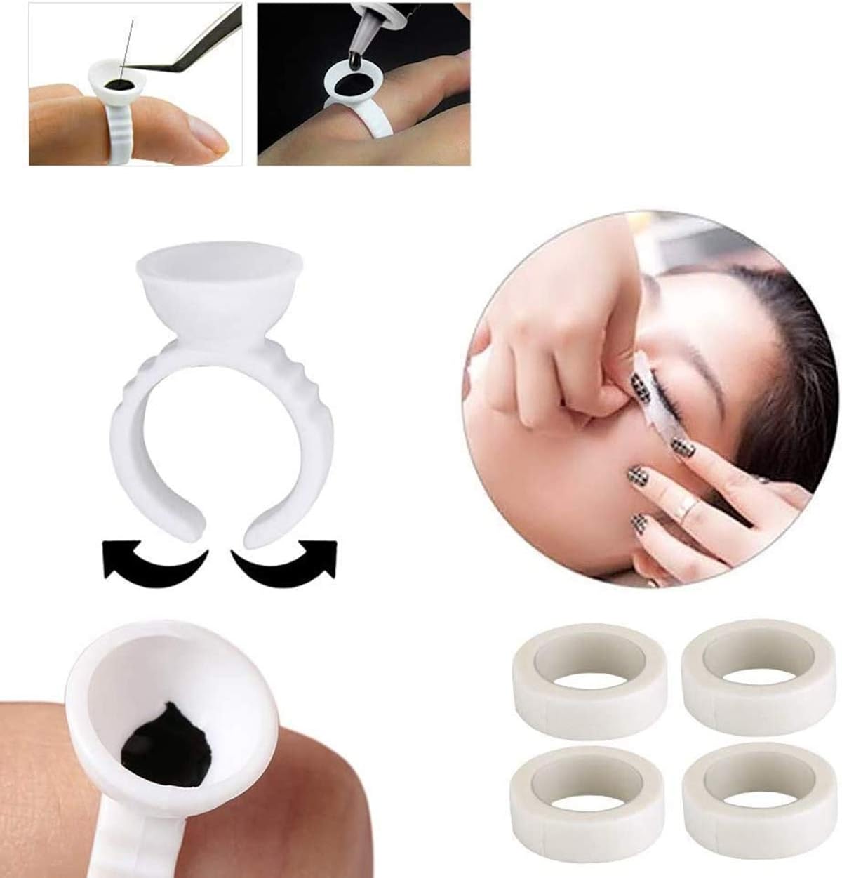 404 Pcs Eyelash Extension Kit, Eye Pads for Eyelash Extensions Eyelash Brush, Glue Rings, Micro Brushes Disposable Applicator - Image 5