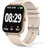 Smart Watch for Men Women SmartWatch 1.83" for iPhone Samsung Android Phone Compatible, Fitness Tracker Watch with Pedometer, Heart Rate/Sleep Monitor, Blood Oxygen, IP68 Waterproof (Gold)
