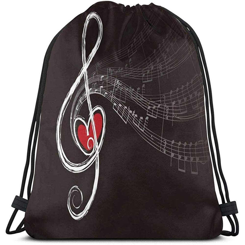 Zaino con Corde,Zaino con Coulisse,Borsa da Cinch,Treble Love And Music  Notes Borsa da Palestra per Donna/Uomo,Borse Cinch Portatili per  Campeggio,Sport,attività AllAperto,Viaggi,Palestra Valigeria  urban-earth.co.uk