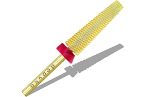 Depvko Super Long 5 in 1 Nail Drill Bits, 3/32'' Carbide Tungsten Bits, Two Way Rotate Professional Advanced Safety Bits for Nail, Fast Remove for Manicure Pedicure Cuticle Gel Polishing(Fine-F, Gold)