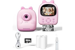 Mandizza Instant Print Camera for Kids, Digital Kids Camera Instant Print, Gifts for 3 4 5 6 7 8 9 10 11 12 Girls & Boys, Toddler Toys Age 3-12 Year Old, Fits Birthday Children Day Toy Gift - Pink