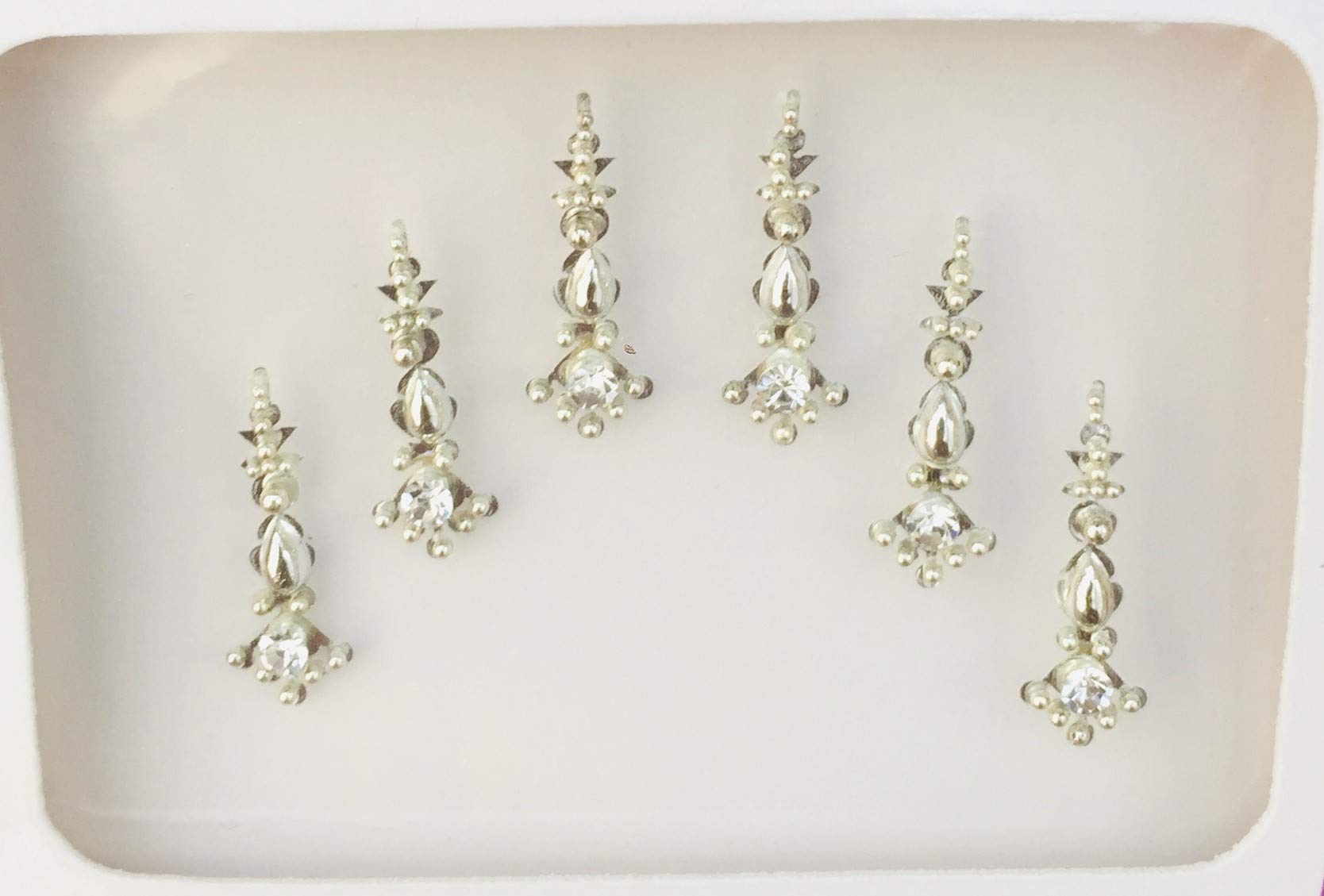 BB114 Silver Bindi Crystal Stone Bindi Tattoo Forehead Sticker Wedding Tikka Indian Fancy Party Arabian Face Gem Body Art