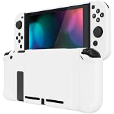 eXtremeRate PlayVital Back Cover for Nintendo Switch Console, NS Joycon Handheld Controller Separable Protector Hard Shell,Dockable Protective Case for Nintendo Switch - White (NOT for Switch 2)