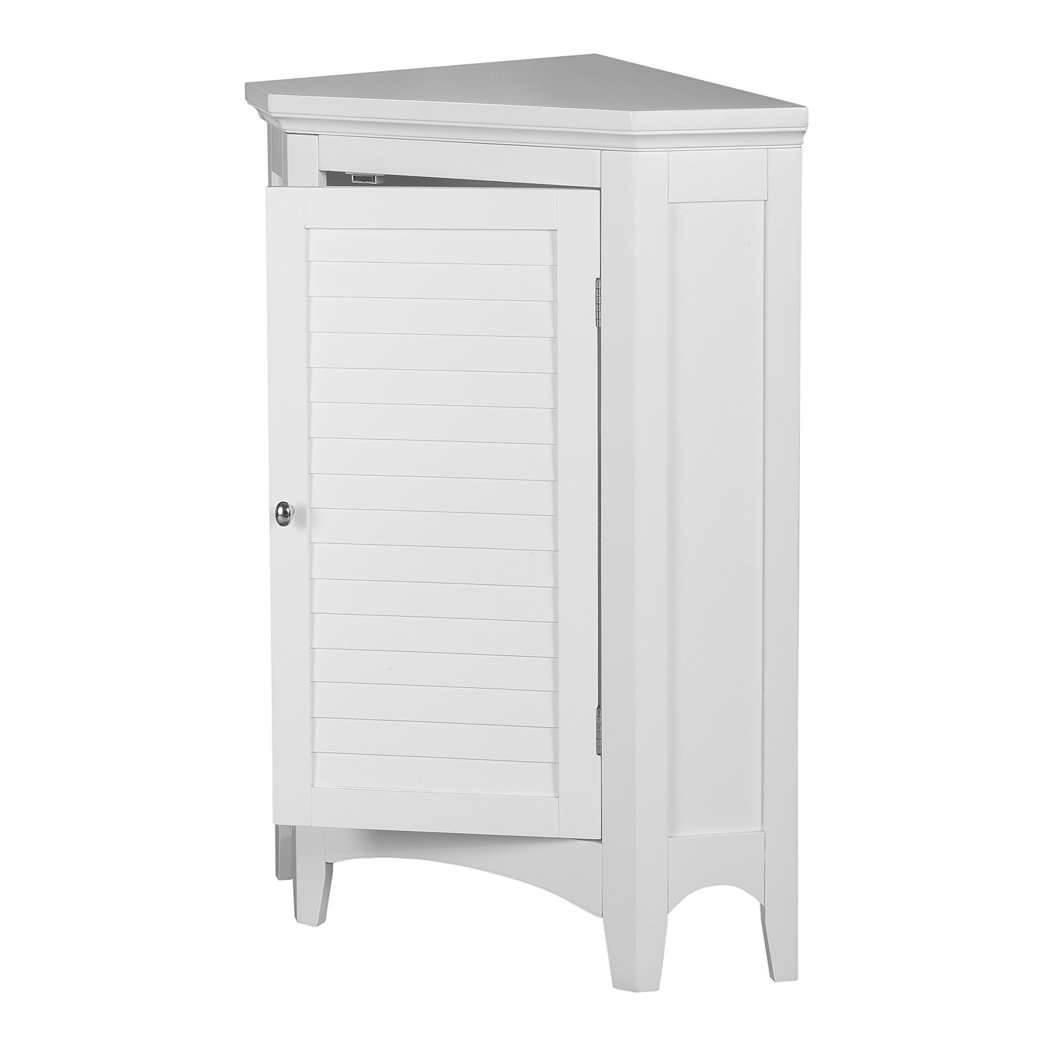 VERSANORA Teamson Home Glancy Freestanding Corner Floor Cabinet with Faux Louvered Door, White