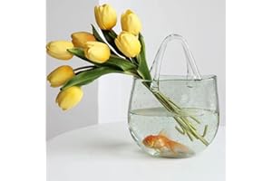 Amatesay Handblown Glass Purse Vase for Floral Arrangements, Green