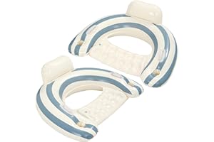 2 pcs Inflatable Pool Float Chair - 43" Striped Pool Floaties Chair Floats Loungers for Swimming Pools Floating Lounger with 