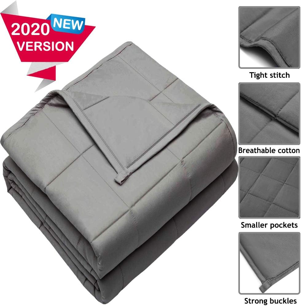 HomeGurus Weighted-Blanket Soft Material for Sleeping Calming and Relaxing Comforter Cool Heavy Bed Blankets for Adults Kids Toddler and Family (36x48 inch 5 lbs, Grey)