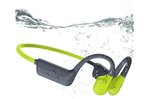 KOPIDOE Swimming Headphones, IP68 Waterproof Bone Conduction Headphones with 32GB Memory, Bluetooth 5.4 Open Earphones, Wireless Underwater Earbuds for Swimming, Running, Sports（Chartreuse）