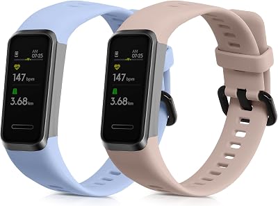 kwmobile 2x Silicone Straps for Huawei Band 4 - Dusty Pink & Light Blue