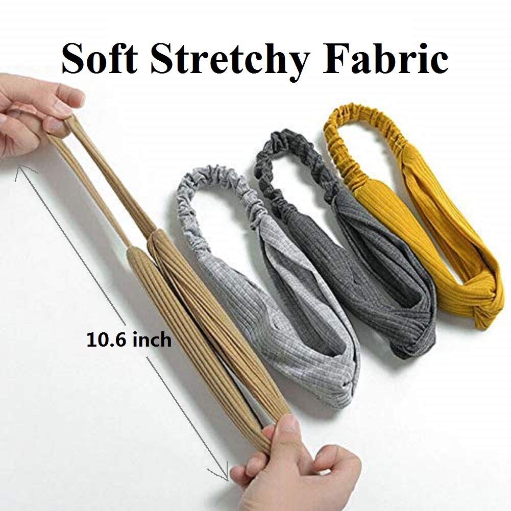 Huachi Headbands for Women Knotted Boho Stretchy Hair Bands for Girls Criss Cross Turban Plain Headwrap Yoga Workout Vintage Hair Accessories, Solid Color, 8Pcs : Beauty