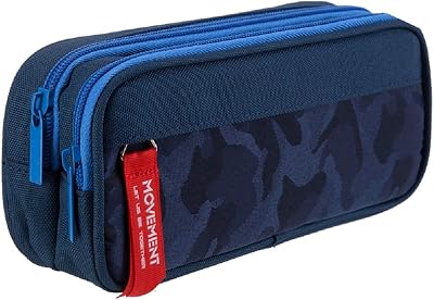 YONZONE Pencil Case Large Capacity 3 Compartments Navy Blue Storage Organizer