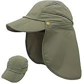 LLmoway Men Women Safari Fishing Sun Cap with Removable Neck Flap Quick Dry Hats
