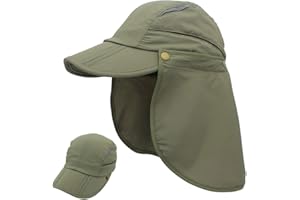 LLmoway Men Women Safari Fishing Sun Cap with Removable Neck Flap Quick Dry Hats