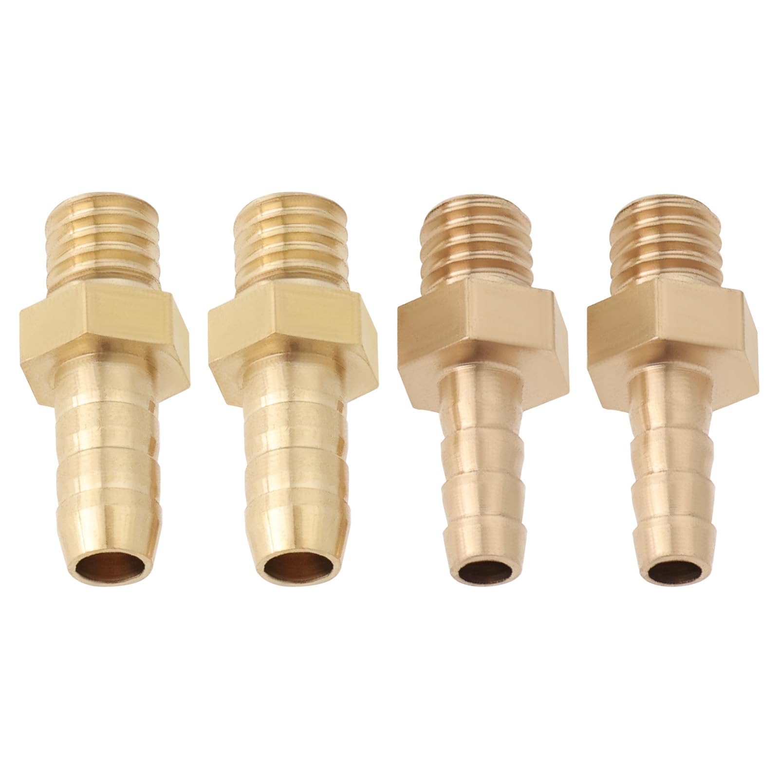 LT Easiyl 4PCS Brass Barb Hose Tail Connector Metric M6x1.0-4mm and M6x1.0-5mm for Pond Pool Hose Pipe Adapters Hose Barb Tail Connector Male Thread Pipe Fitting Gold