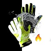 Reflective Winter Gloves Fluorescent Hi-Vis Cold Weather Warm Gloves for Cycling & Running, Windproof and Water Proof with Touchscreen Grip