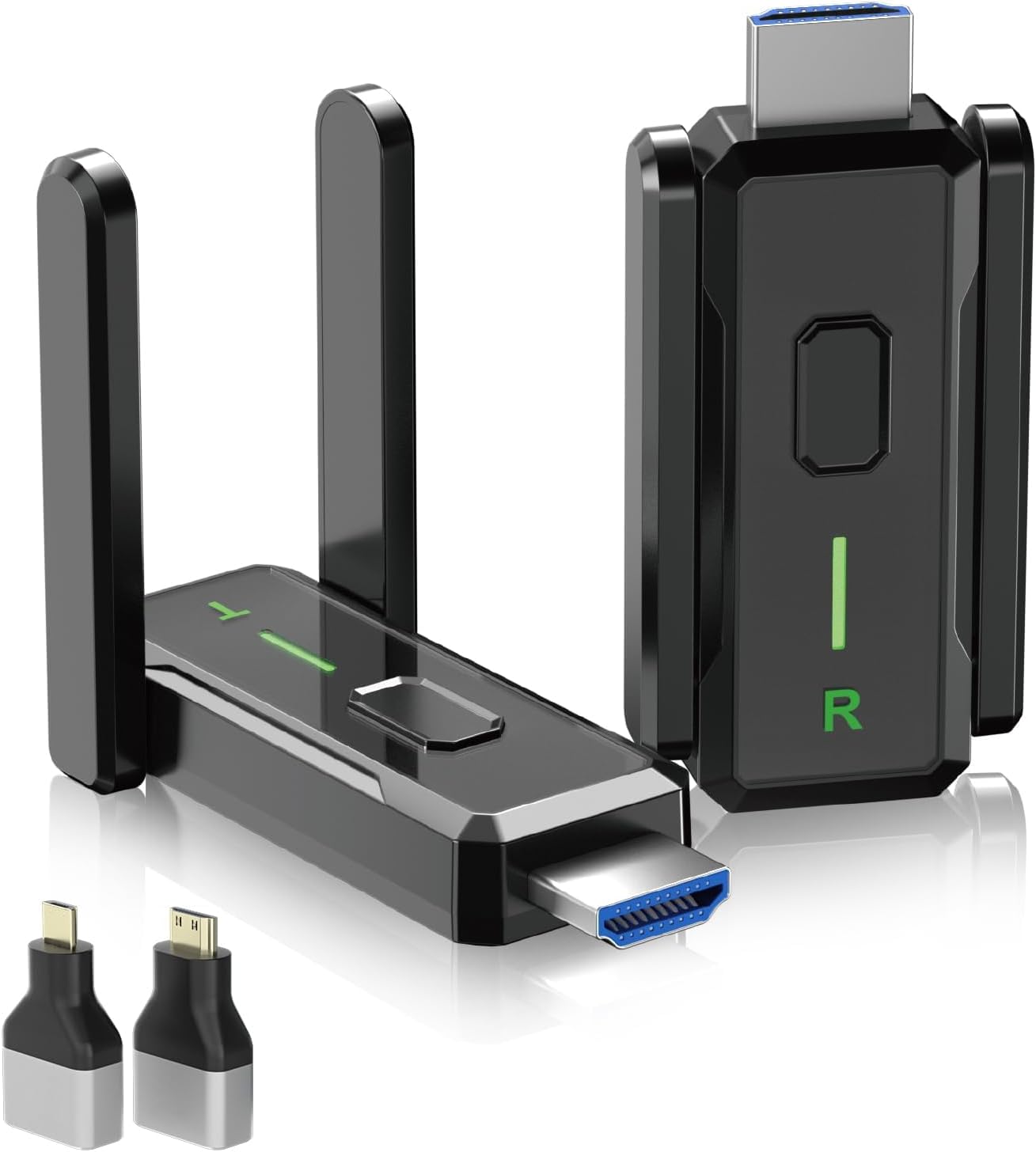 Enhanced Wireless HDMI Transmitter and Receiver 492FT/150M, Antenna Stable Signal, Plug&Play 2.4/5GHz Wireless HDMI Extender with Adapter, 4K Decoding 1080P Out to Monitor/Projector from Laptop/Box