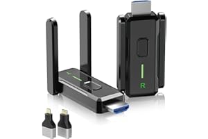 Enhanced Wireless HDMI Transmitter and Receiver 492FT/150M, Antenna Stable Signal, Plug&Play 2.4/5GHz Wireless HDMI Extender 