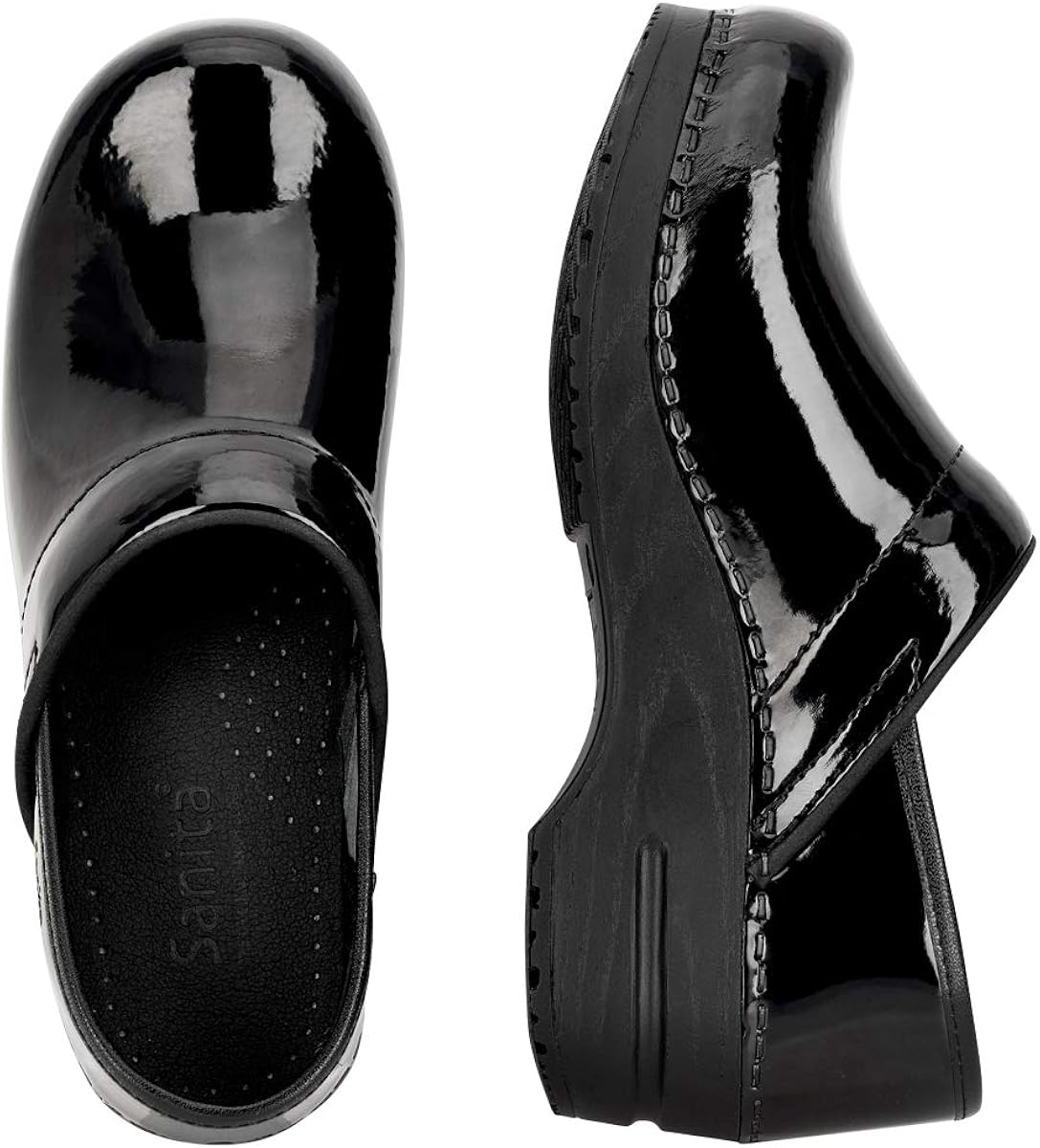 sanita patent leather clogs