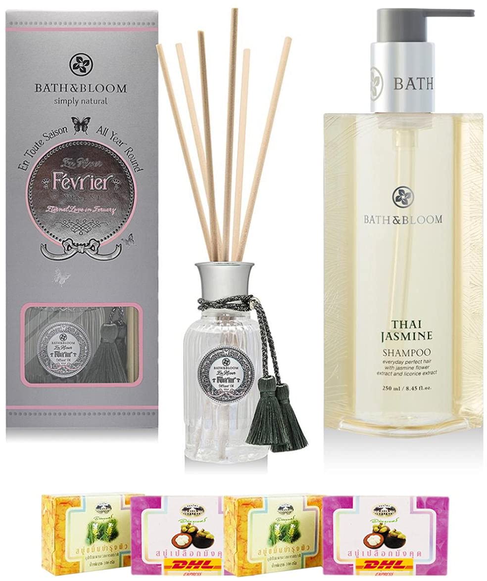 Set A66 Bath & Bloom FEB DIFFUSER OIL Bath & Bloom THAI JASMINE SHAMPOO DHL EXPRESS By Thaigiftshop