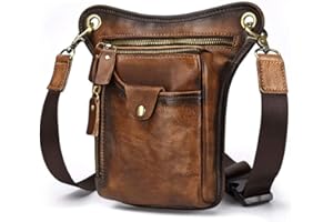 KPYWZER Vintage Leather Drop Leg Bag for Men Women Thigh Hip Bum Waist Fanny Pack Motorcycle Bike Riding Cycling Multi-Purpos