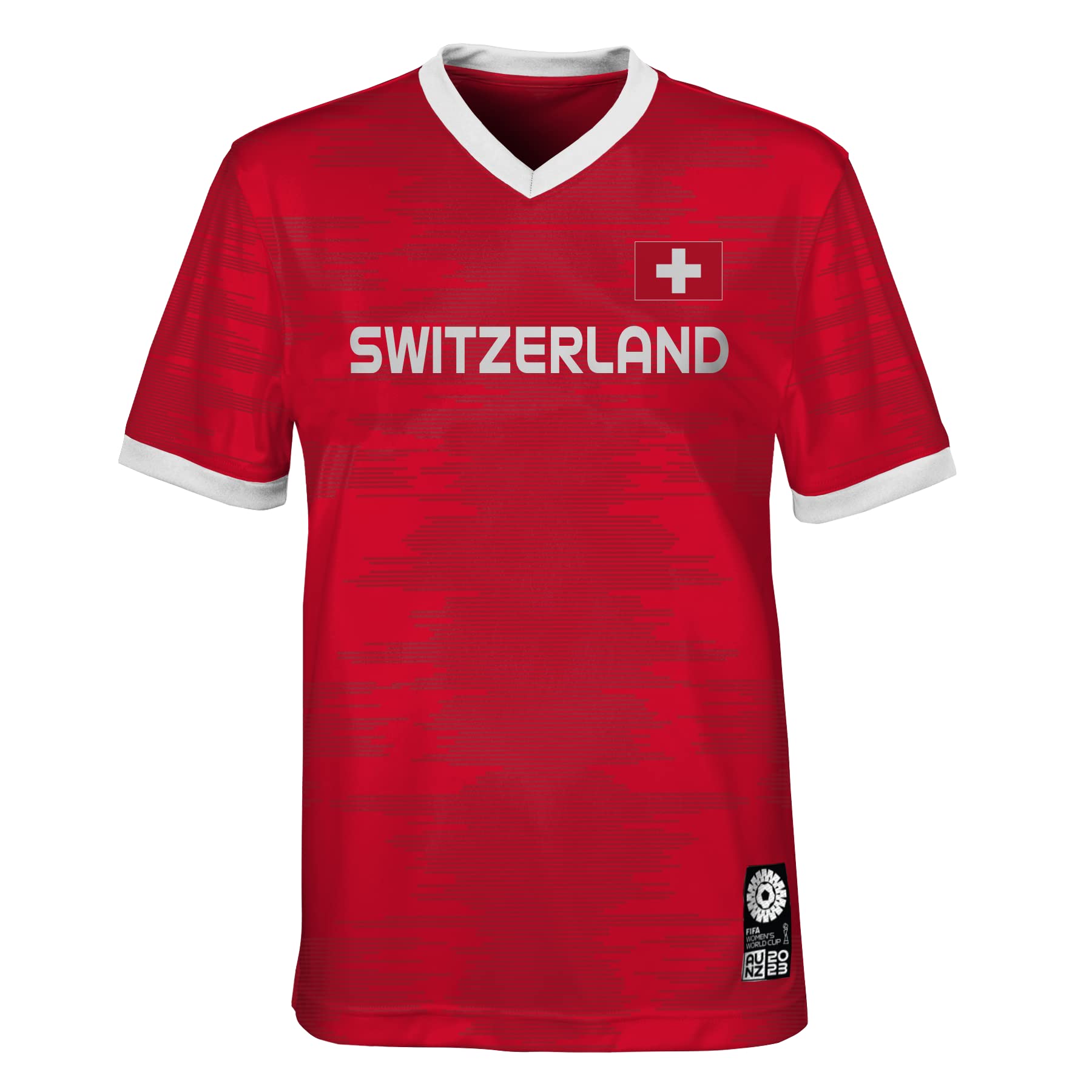 Official 2023 Women's Football World Cup Kids Team Shirt, Switzerland, Red, 7 Years