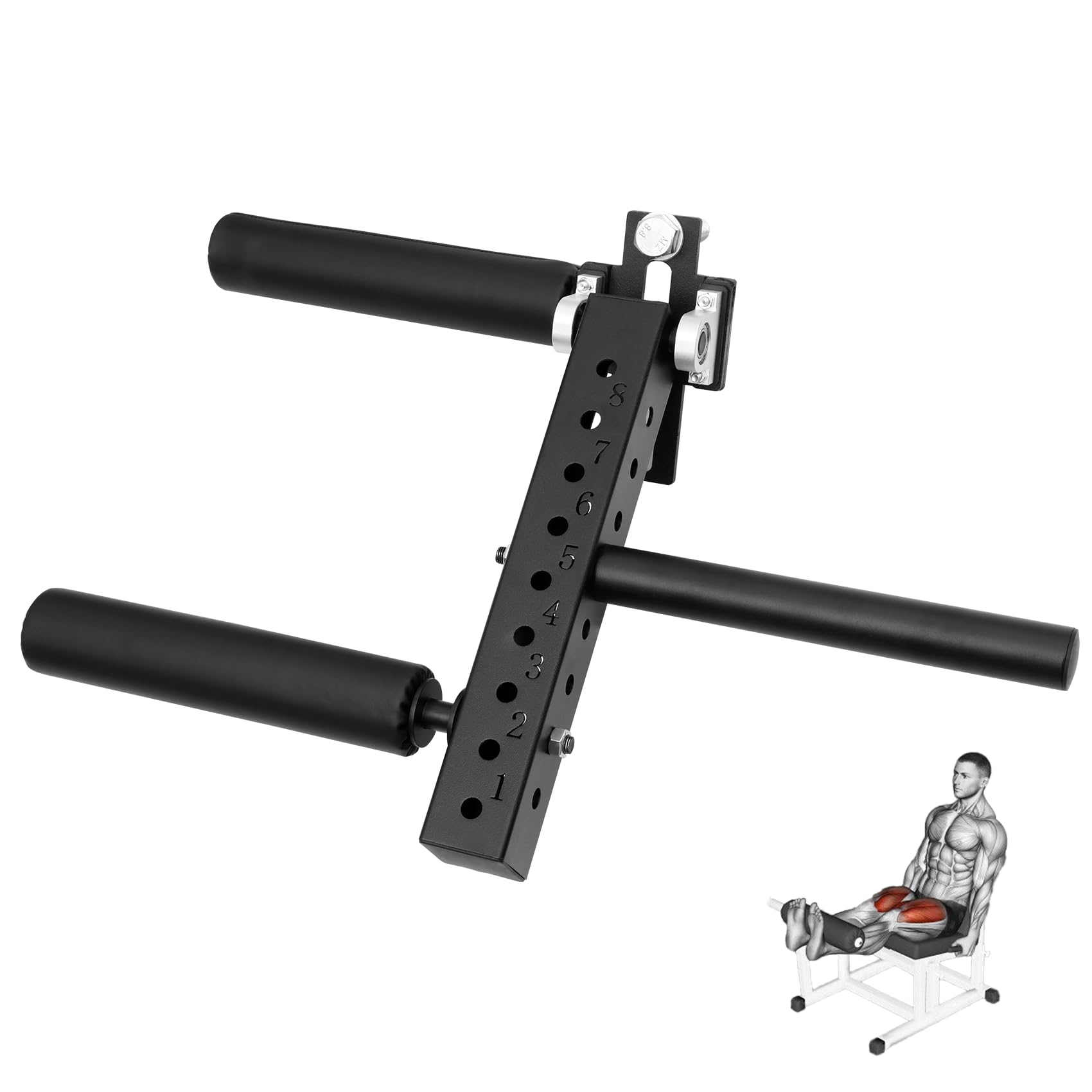 Photo 1 of Power Rack Mounted Leg Extension and Curl Machine Fit for 5/8in(16mm) Aperture, Seated Leg Extension Attachment for Home Gym, Leg Extensions Fitness Equipment for Leg Muscle Training