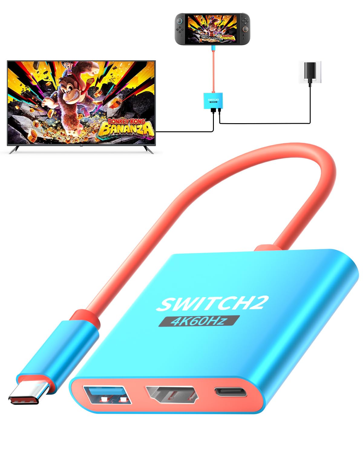 Photo 1 of YIGORN Switch 2 TV Dock Docking Station for Nintendo 2,Portable 2025 New Models Adapter Support 4K/60HZ Switch 2 TV Dock Mode, (Blue and Red)