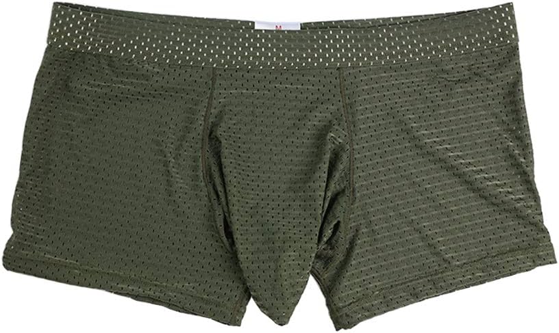 AOQIANG Mens Underwear Breathabl Hole Long Pouch Smooth Boxer Hipster