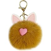 MBZRQKZS Fluffy Faux Fur Pompoms Keyring Car Key Soft Plush Keychain With Cute Rabbit Ear for Women Pendant Accessories