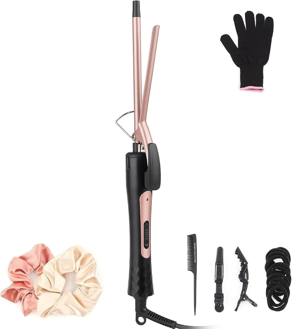 JAETON Curling Wand 9MM Tourmaline Ceramic 180/230C Dry Heat 30s