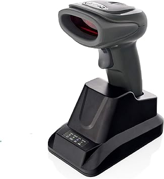 Amazon.com: LS-PRO Escáner inalámbrico de código de barras con base de carga USB, 2,4 GHz, lector de códigos de barras láser inalámbrico 1D, rango de transmisión de hasta 150 pies, batería de