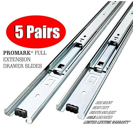 Promark Full Extension Drawer Slide 24 Inches 5 Pack Amazon Com